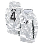 Kooe A.Cardinals #4 Jeremiyah Love Player Arctic Camo Salute to Service Hoodies Football Jerseys