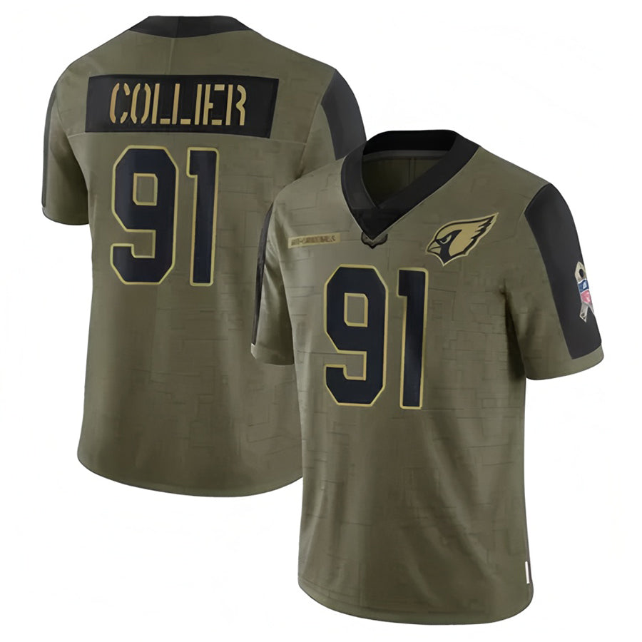 Kooe A.Cardinals #91 L.J. Collier Player Olive Salute To Service Stitched Jerseys