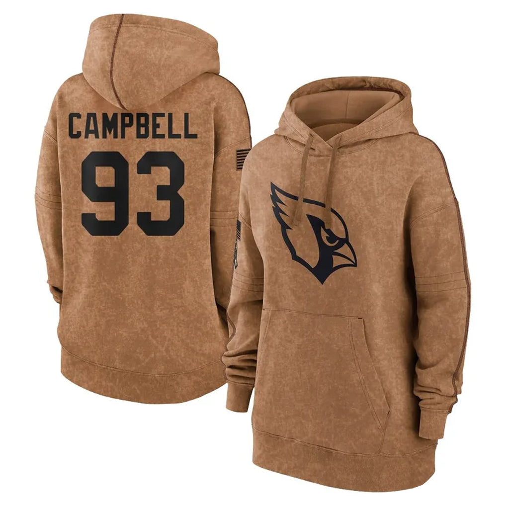 Kooe A.Cardinals #93 Calais Campbell Player Brown Salute To Service Limited Hoodies  Stitched Jerseys