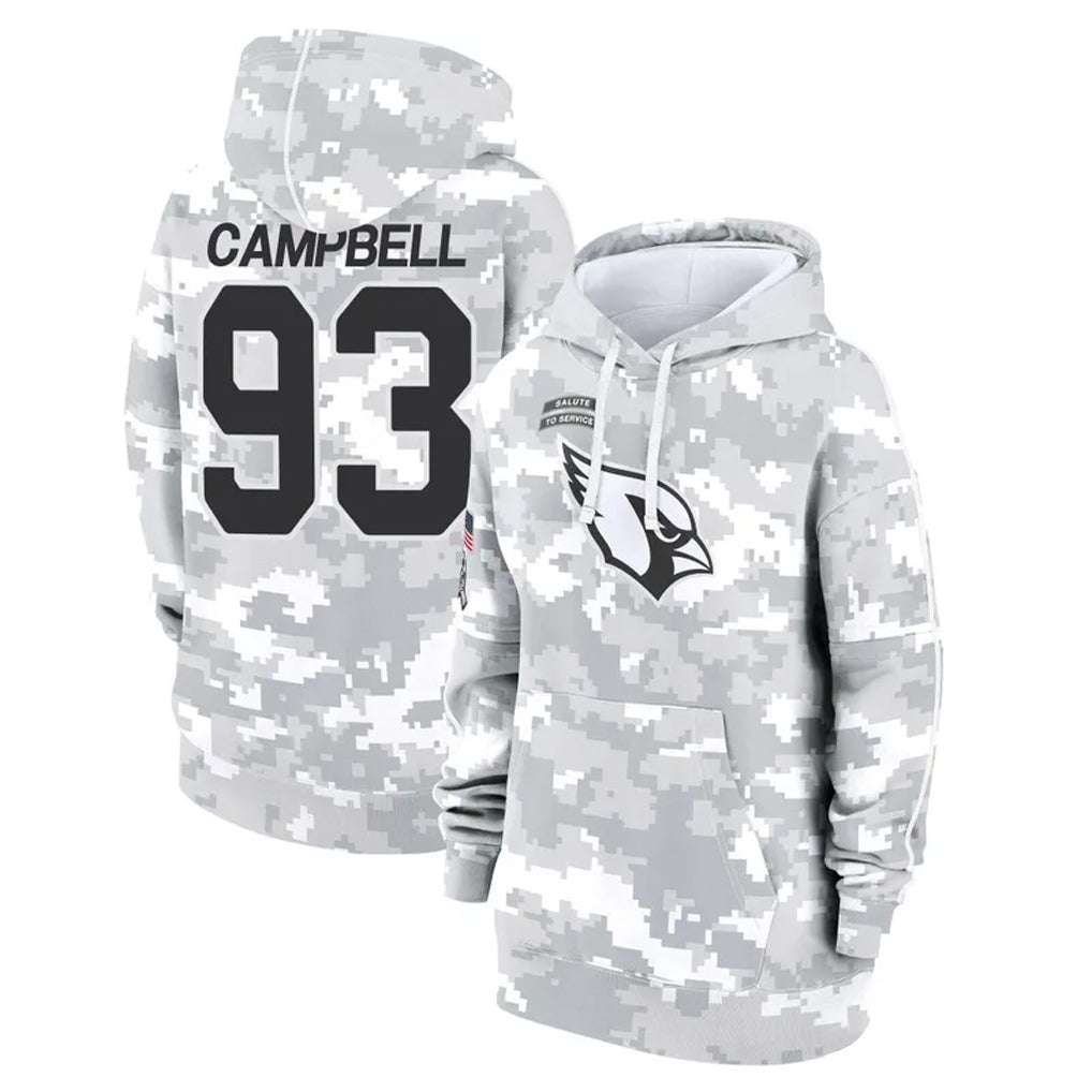 Kooe A.Cardinals #93 Calais Campbell Player Camo Salute to Service Hoodies Stitched Jerseys