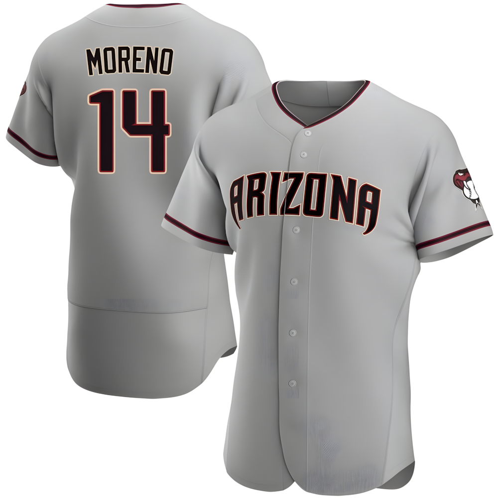 Kooe A.Diamondbacks #14 Gabriel Moreno Player Gray Authentic Road Stitched Jerseys