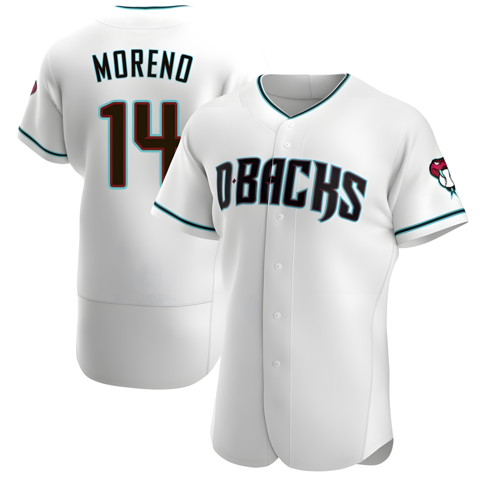 Kooe A.Diamondbacks #14 Gabriel Moreno Player White Teal Alternate Stitched Jerseys