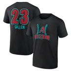 Kooe A.Diamondbacks #23 Zac Gallen Player Black Fuse City Connect round collar T shirt Stitched Jerseys