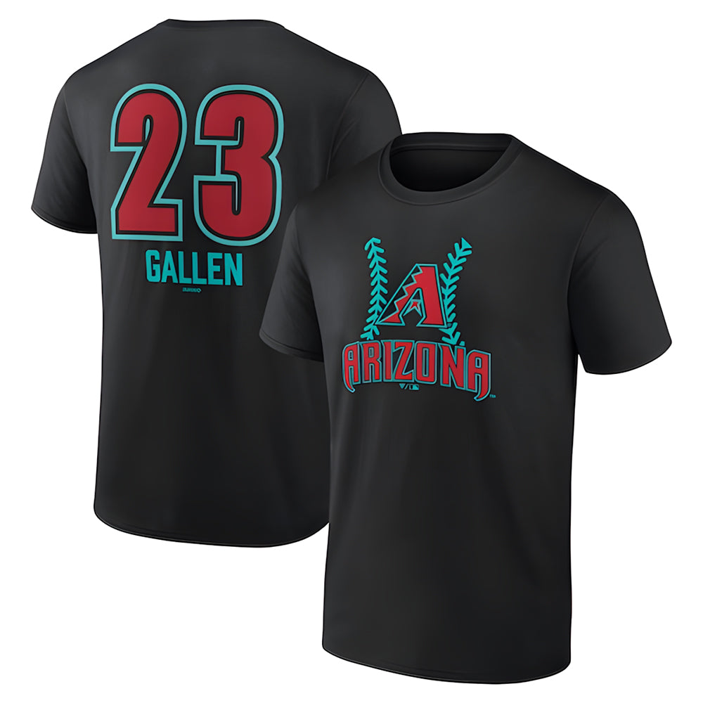 Kooe A.Diamondbacks #23 Zac Gallen Player Black Fuse City Connect round collar T shirt Stitched Jerseys