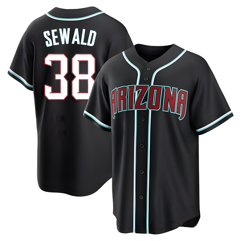 Kooe A.Diamondbacks #38 Paul Sewald Player  Black Replica Fashion Out Stitched Jersey