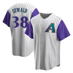 Kooe A.Diamondbacks #38 Paul Sewald Player  Cream Purple Alternate Cooperstown Collection Stitched Jersey