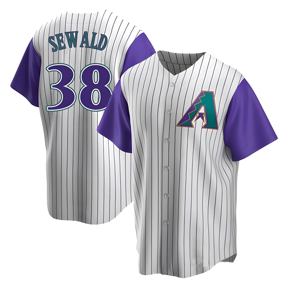 Kooe A.Diamondbacks #38 Paul Sewald Player  Cream Purple Alternate Cooperstown Collection Stitched Jersey