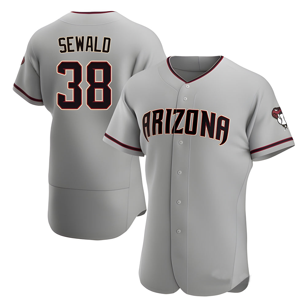 Kooe A.Diamondbacks #38 Paul Sewald Player Gray Authentic Road Stitched Jersey