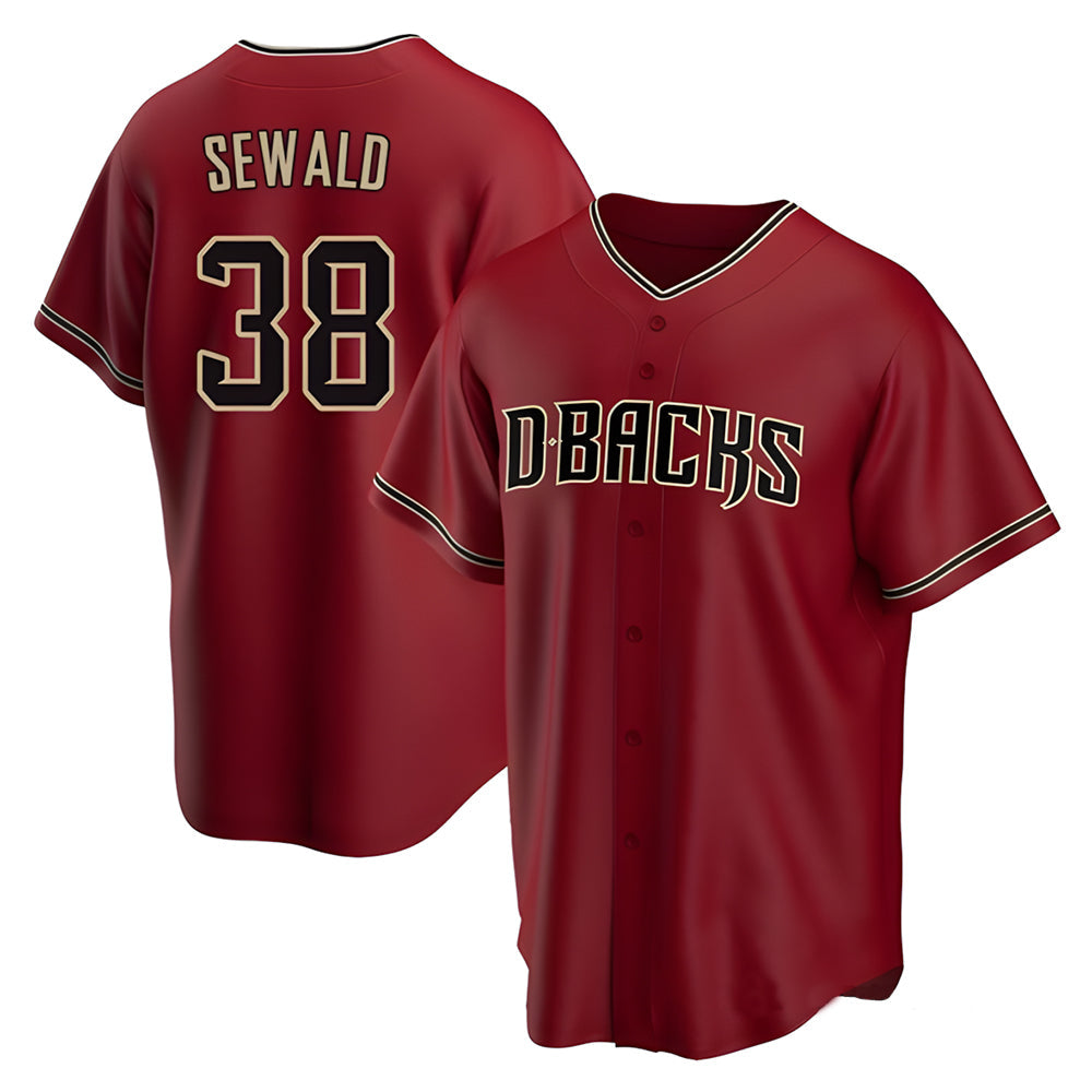 Kooe A.Diamondbacks #38 Paul Sewald Player Red Alternate Replica Stitched Jersey