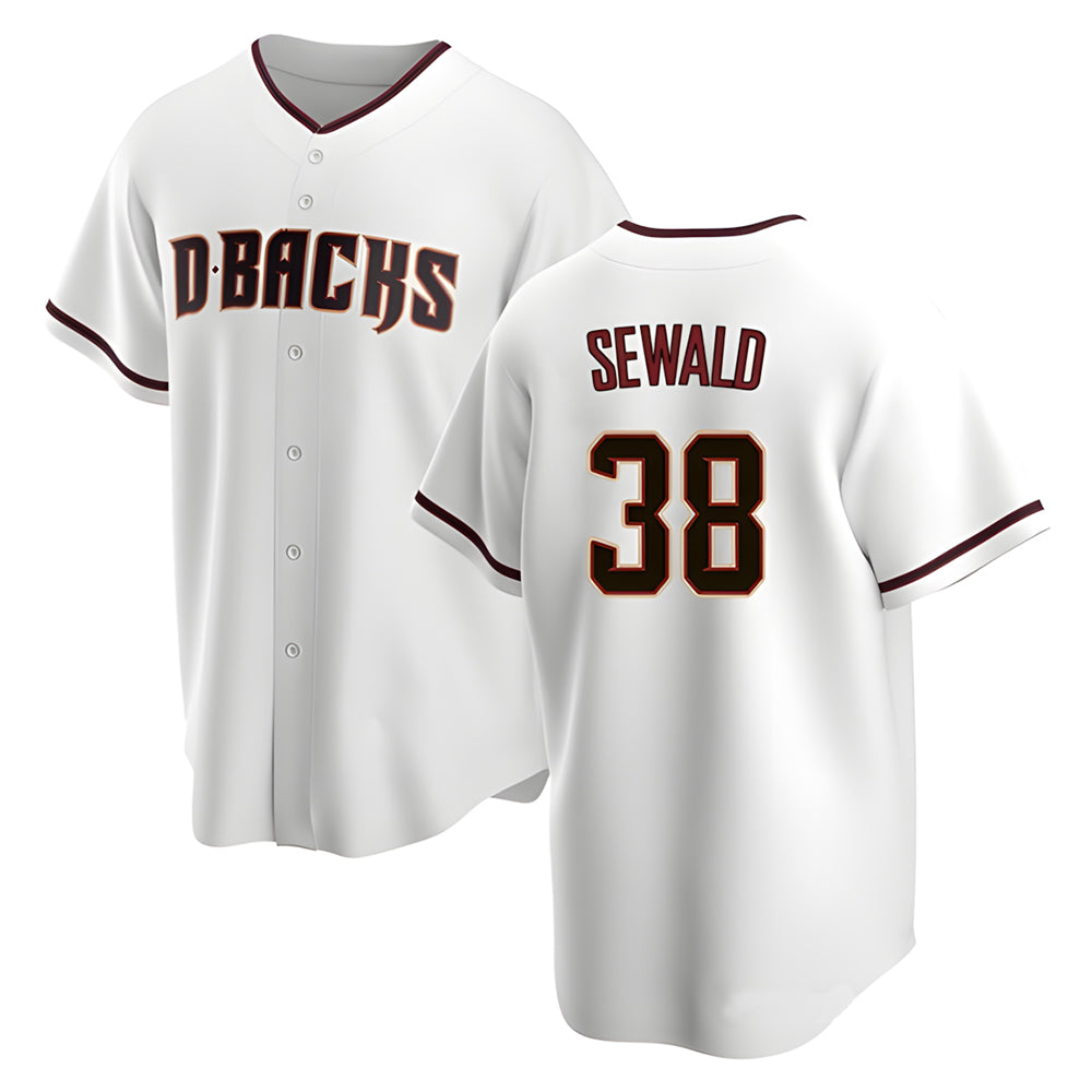 Kooe A.Diamondbacks #38 Paul Sewald Player White Replica Home Stitched Jersey
