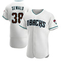 Kooe A.Diamondbacks #38 Paul Sewald Player White Teal Authentic Alternate Stitched Jersey