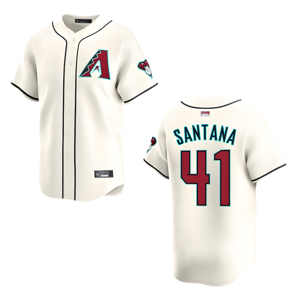 Kooe A.Diamondbacks #41 Carlos Santana Player Cream game time Stitched Jersey