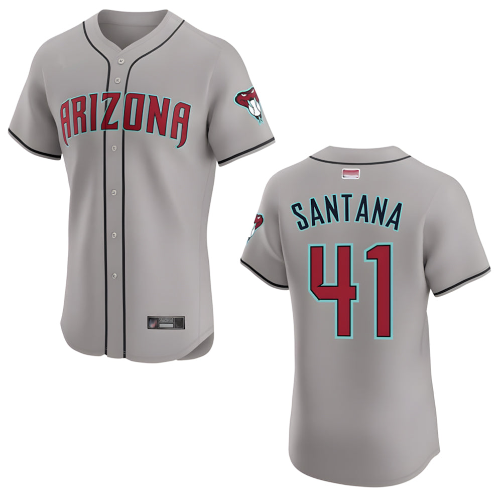 Kooe A.Diamondbacks #41 Carlos Santana Player Gray game time Stitched Jersey