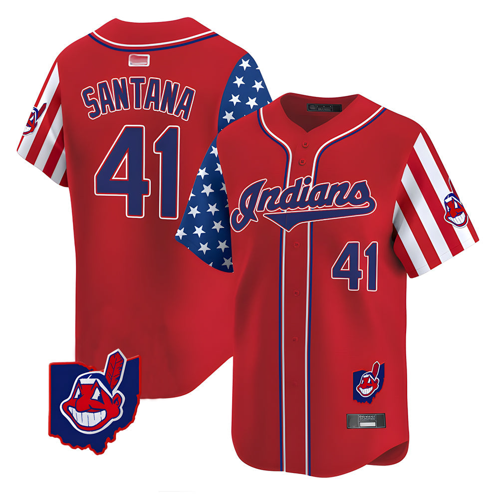 Kooe A.Diamondbacks #41 Carlos Santana Player Red Independence Day Vapor Premier Limited Stitched Jersey