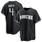Kooe A.Diamondbacks #4 Ketel Marte Player Black Pointed collar Replica Game Stitched Jerseys