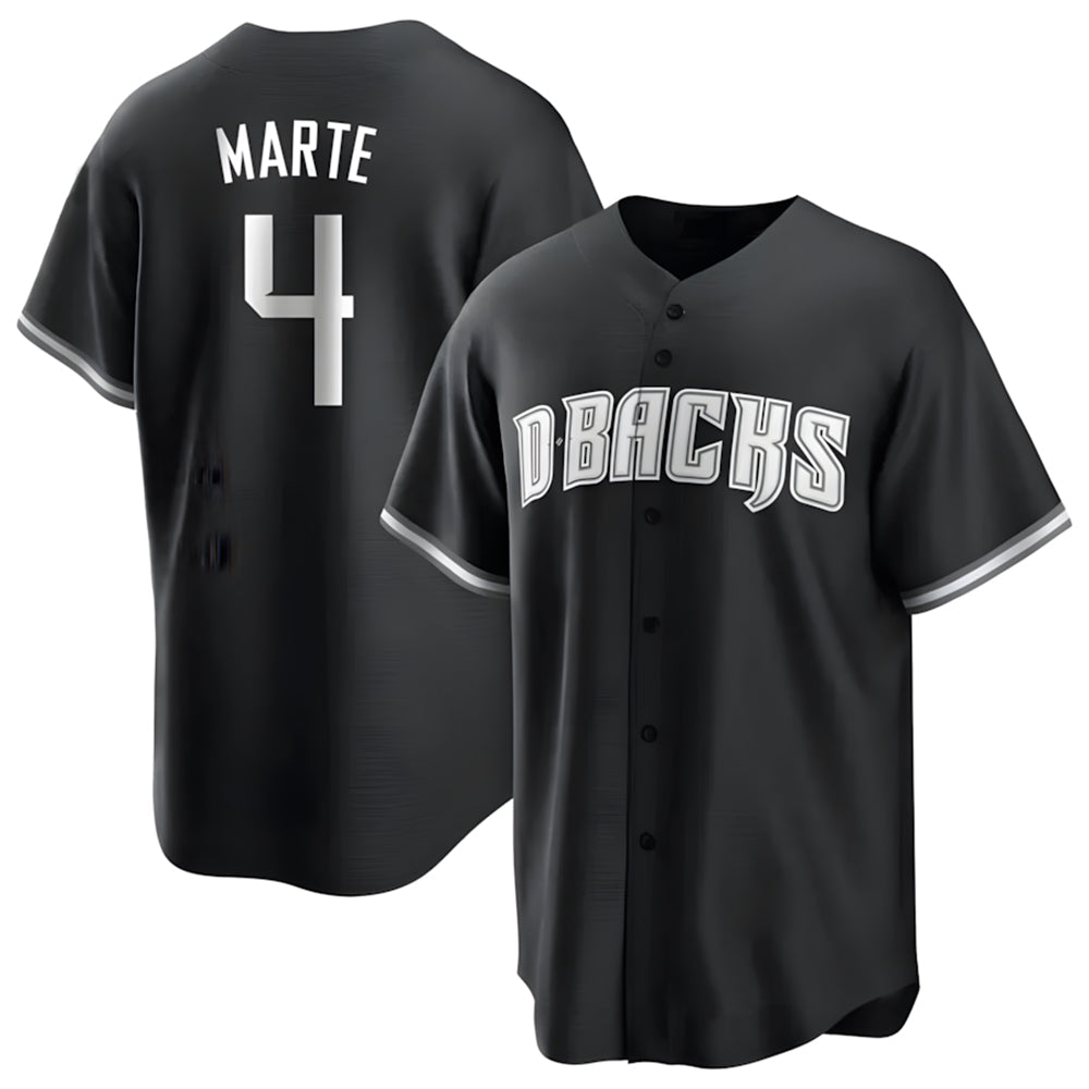 Kooe A.Diamondbacks #4 Ketel Marte Player Black Pointed collar Replica Game Stitched Jerseys