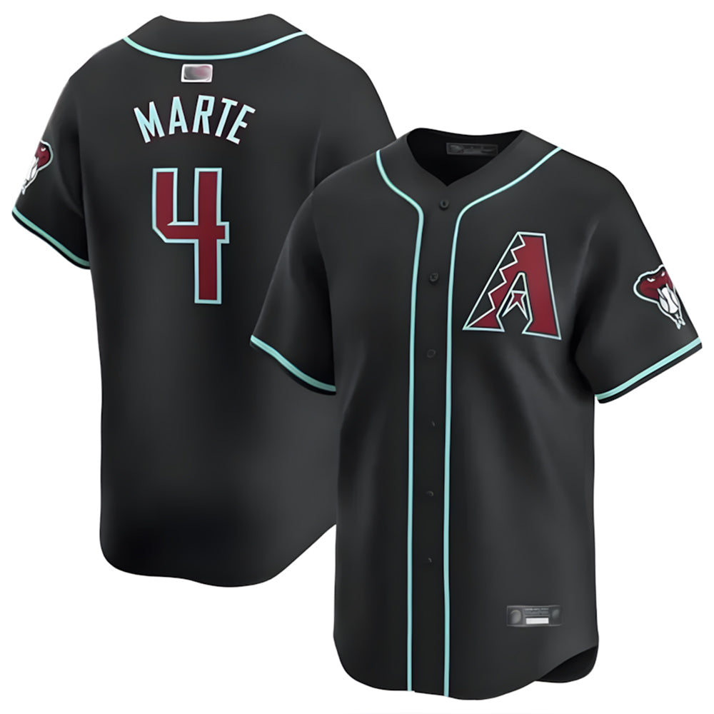 Kooe A.Diamondbacks #4 Ketel Marte Player Black Replica Game Stitched Jerseys