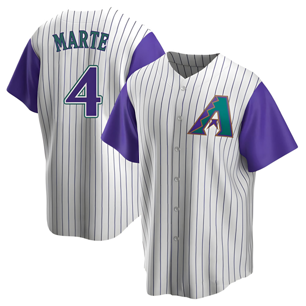 Kooe A.Diamondbacks #4 Ketel Marte Player White-Purple Limited Stitched Jerseys
