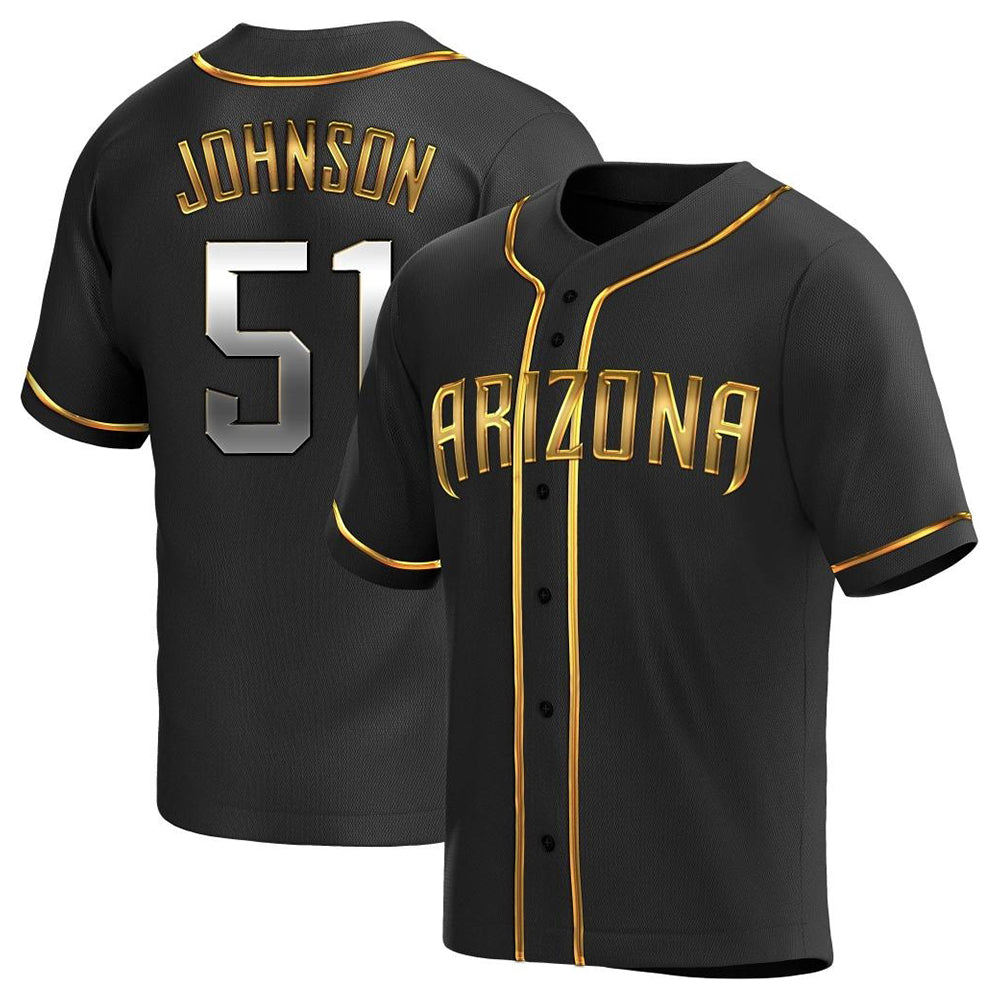 Kooe A.Diamondbacks #51 Randy Johnson Player Black Golden Replica Alternate Stitched Jerseys