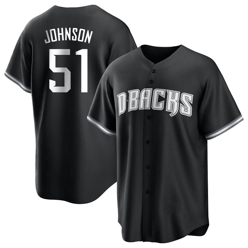 Kooe A.Diamondbacks #51 Randy Johnson Player Black White Replica Alternate Stitched Jerseys
