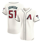Kooe A.Diamondbacks #51 Randy Johnson Player Cream Elite Home Patch Stitched Jerseys