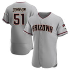Kooe A.Diamondbacks #51 Randy Johnson Player Gray Authentic Road Stitched Jerseys