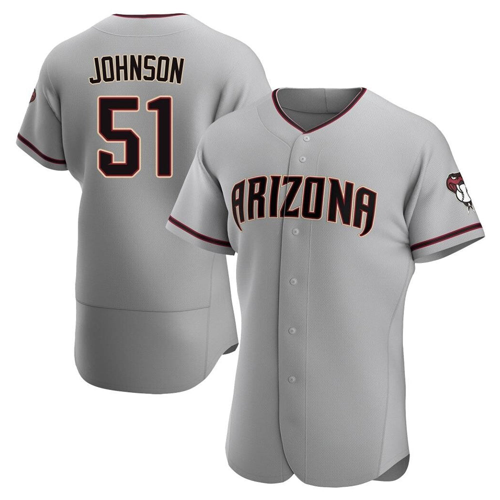 Kooe A.Diamondbacks #51 Randy Johnson Player Gray Authentic Road Stitched Jerseys
