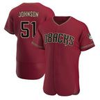 Kooe A.Diamondbacks #51 Randy Johnson Red Authentic Crimson Alternate Stitched Jerseys