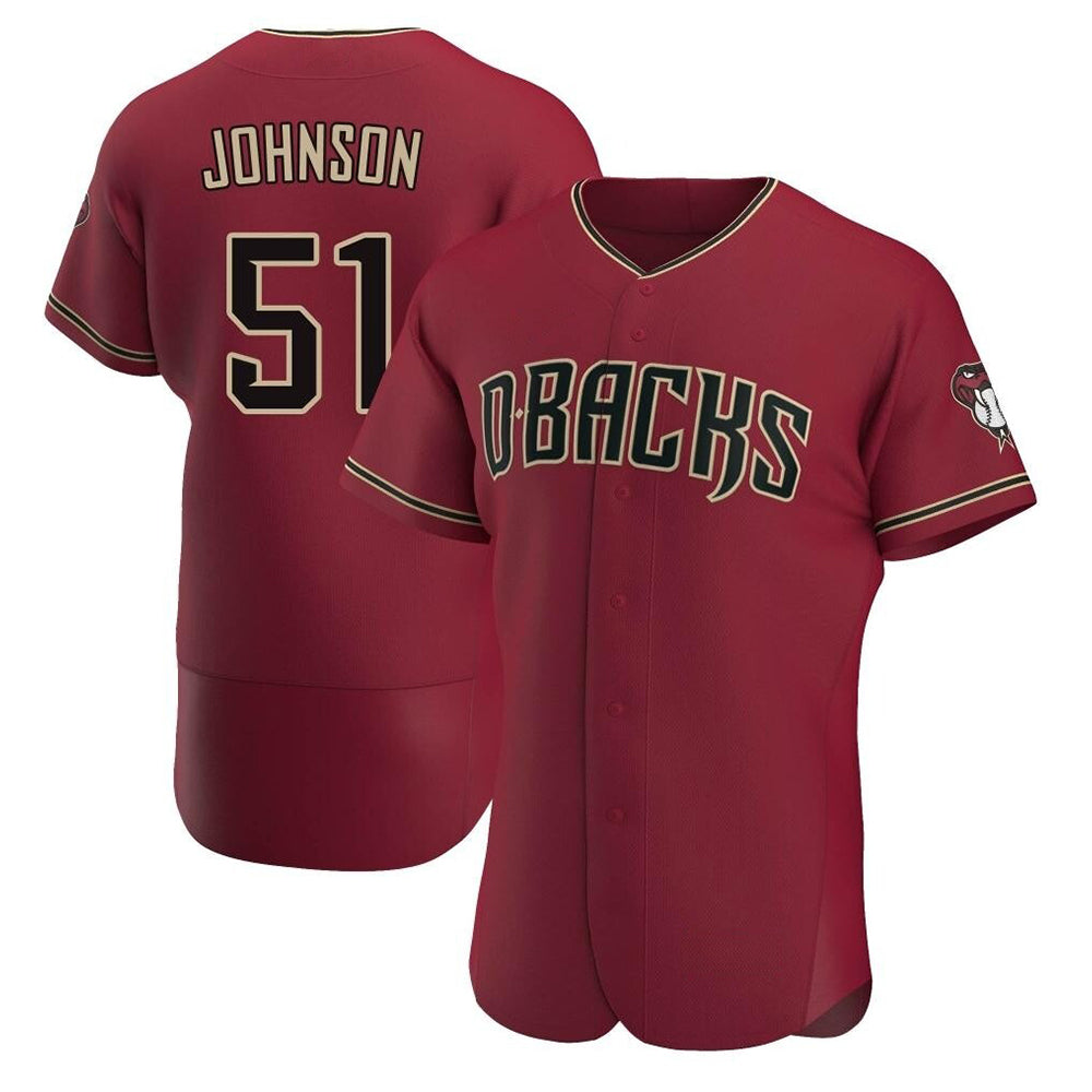 Kooe A.Diamondbacks #51 Randy Johnson Red Authentic Crimson Alternate Stitched Jerseys