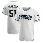 Kooe A.Diamondbacks #51 Randy Johnson White Teal Alternate Authentic Stitched Jerseys