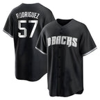 Kooe A.Diamondbacks #57 Eduardo Rodriguez Player Black White Replica Alternate Stitched Jersey
