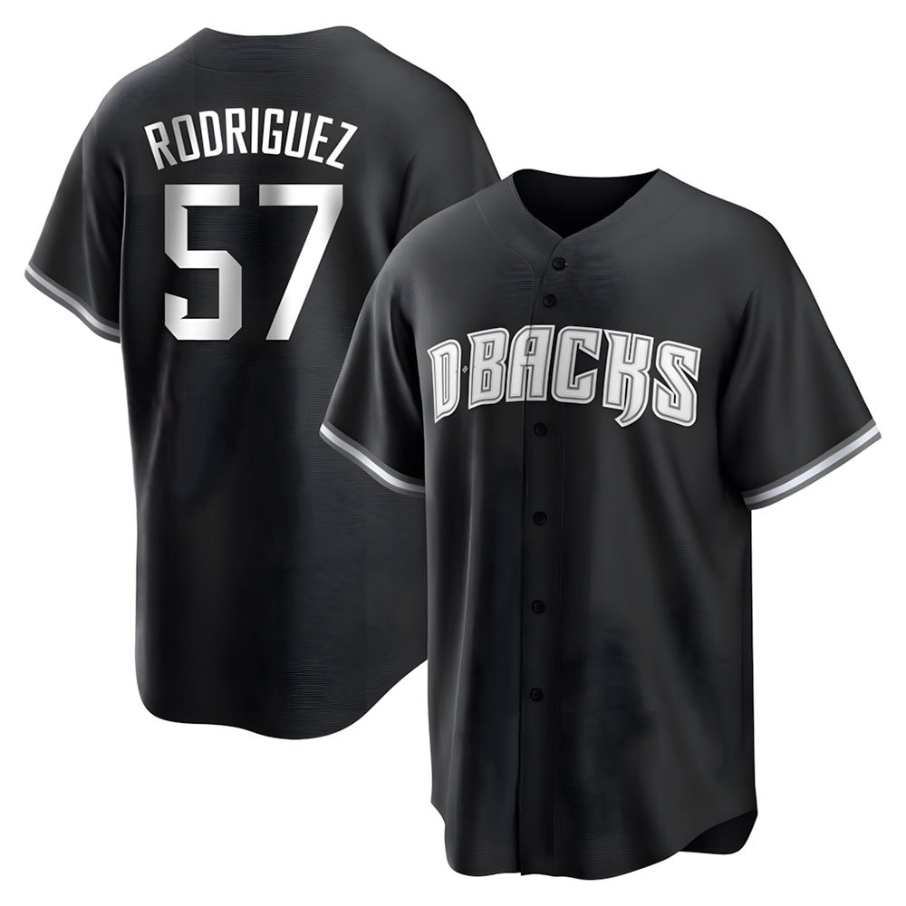 Kooe A.Diamondbacks #57 Eduardo Rodriguez Player Black White Replica Alternate Stitched Jersey