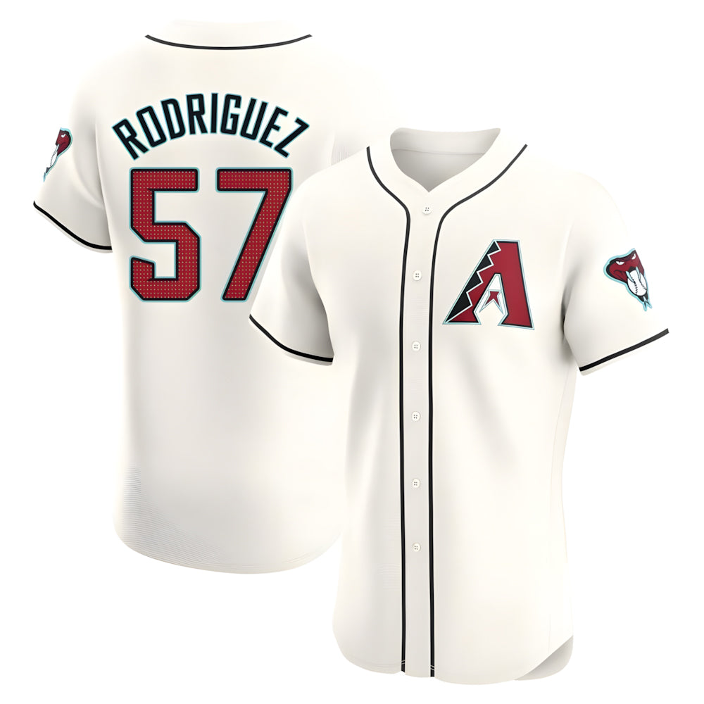 Kooe A.Diamondbacks #57 Eduardo Rodriguez Player Cream Elite Home Stitched Jersey