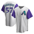 Kooe A.Diamondbacks #57 Eduardo Rodriguez Player  Cream Purple Replica Alternate Cooperstown Collection Stitched Jersey