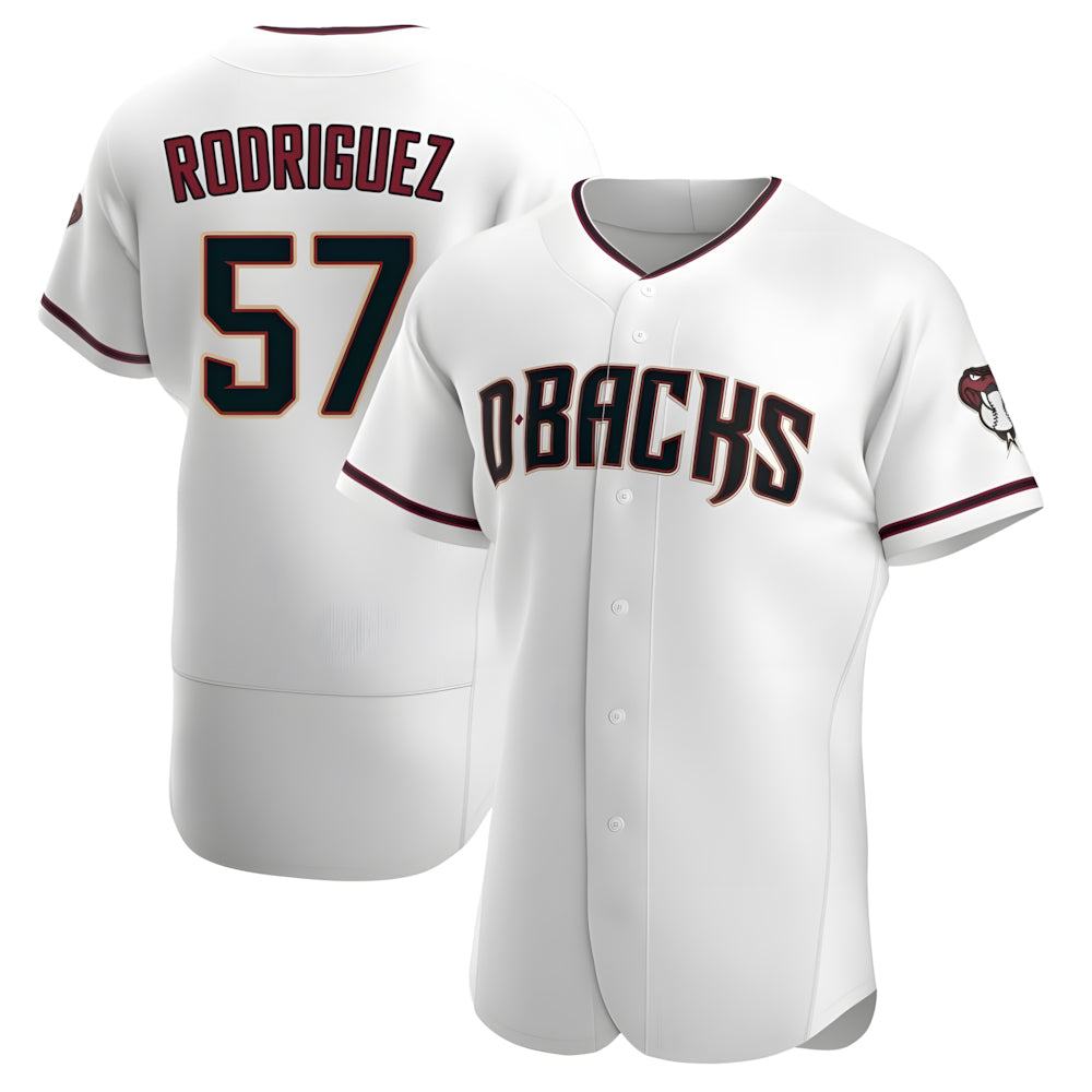Kooe A.Diamondbacks #57 Eduardo Rodriguez Player White Crimson Home Stitched Jersey