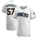 Kooe A.Diamondbacks #57 Eduardo Rodriguez Player White Teal Alternate Stitched Jersey