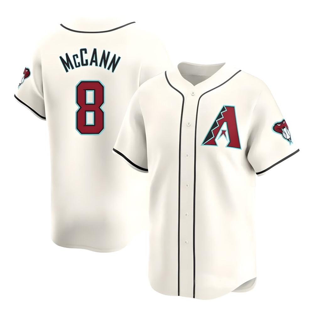 Kooe A.Diamondbacks #8 James McCann Player White Red Limited Home Stitched Jersey