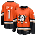 Kooe A.Ducks #1 Lukas Dostal Orange Home Breakaway Jerseys