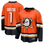 Kooe A.Ducks #1 Lukas Dostal Orange Home Breakaway Jerseys