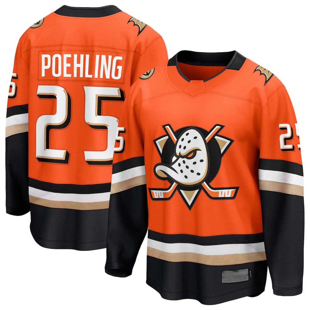 Kooe A.Ducks #25 Ryan Poehling Orange Home Breakaway Jerseys