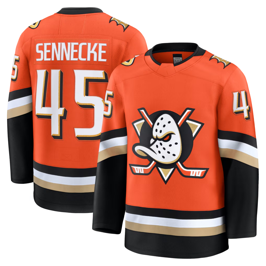 Kooe A.Ducks #45 Beckett Sennecke Orange Home Premium Jerseys