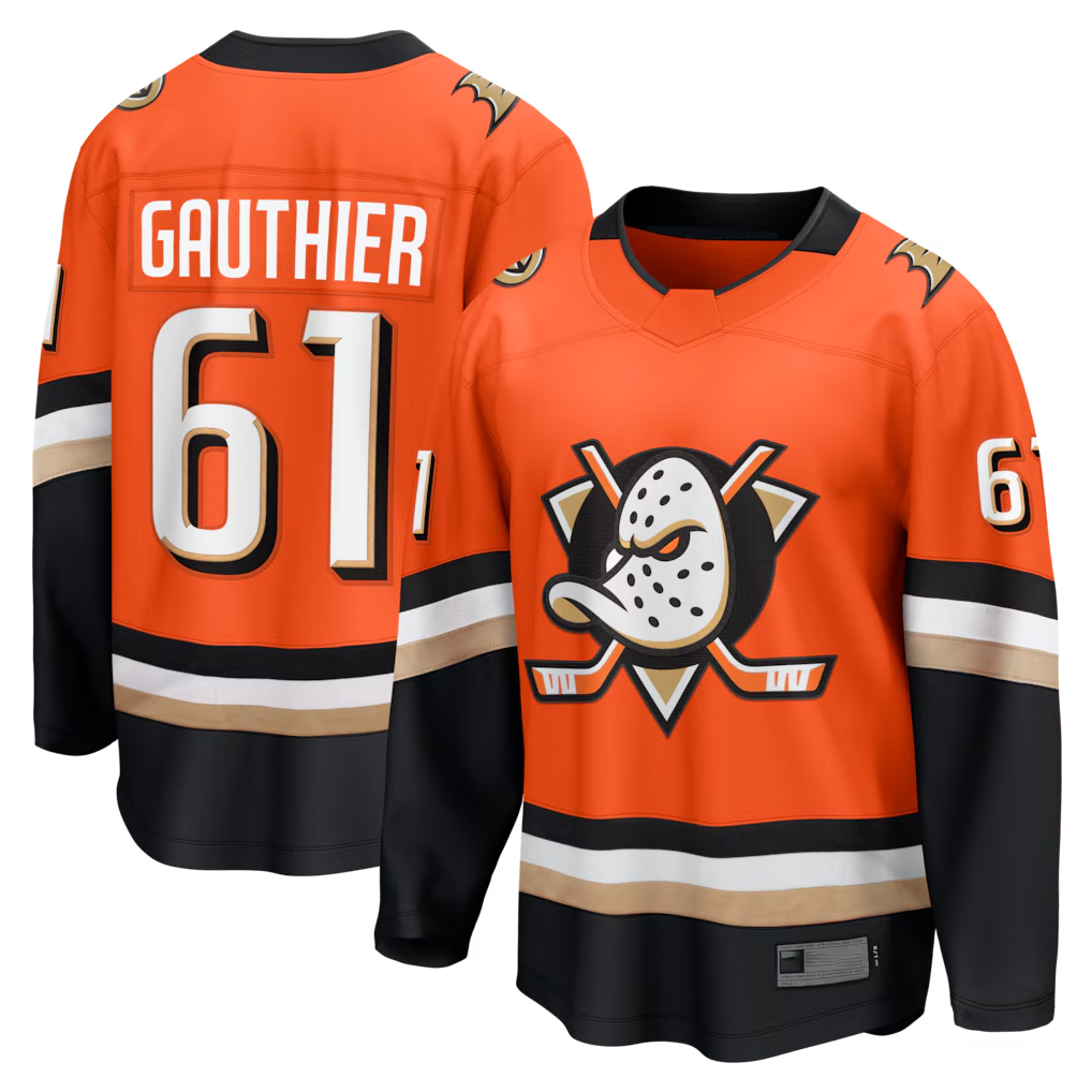 Kooe A.Ducks #61 Cutter Gauthier Orange Home Breakaway Jerseys