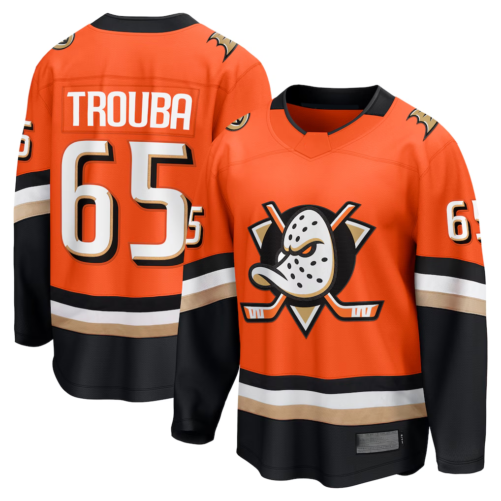 Kooe A.Ducks #65 Jacob Trouba Orange Home Breakaway Player Jerseys
