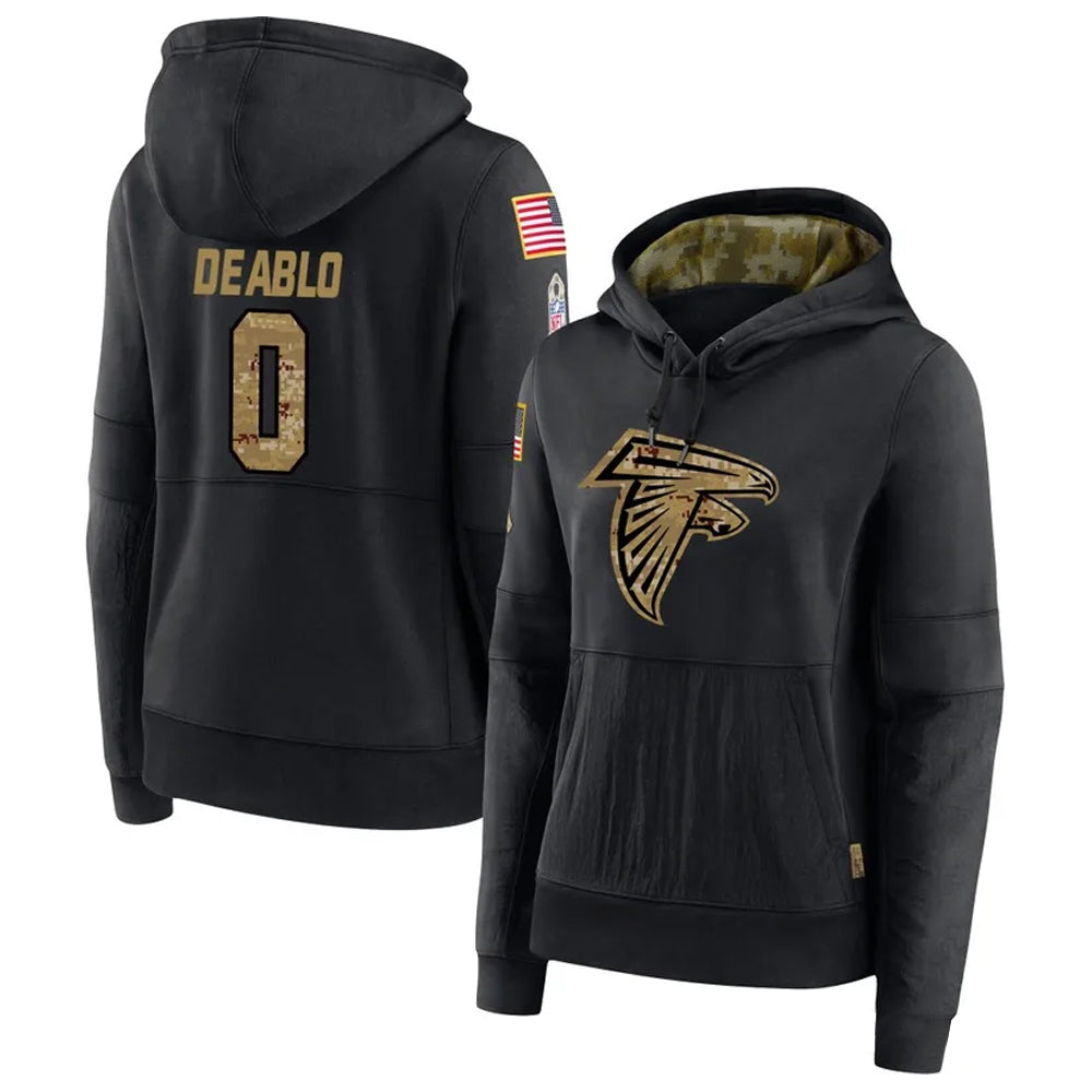 Kooe A.Falcons #0 Divine Deablo Player Black Salute to Service Hoodies Stitched Jerseys