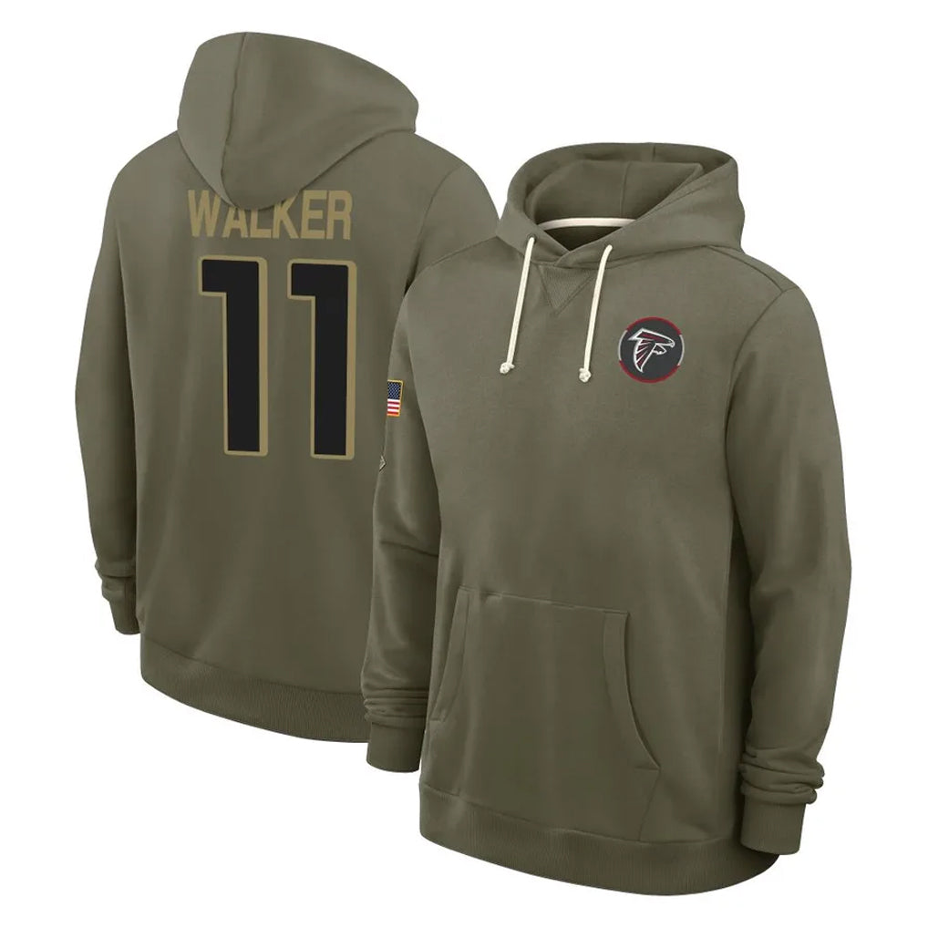 Kooe A.Falcons #11 Jalon Walker Player Olive 2025 Salute to Service Hoodies Stitched Jerseys
