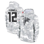 Kooe A.Falcons #12 Avieon Terrell Player Arctic Camo Salute to Service Limited Hoodie Stitched Jerseys
