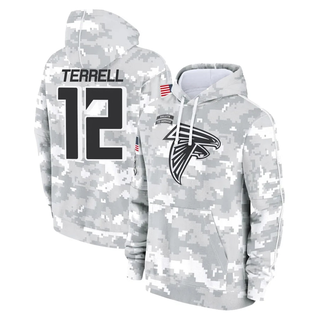 Kooe A.Falcons #12 Avieon Terrell Player Arctic Camo Salute to Service Limited Hoodie Stitched Jerseys