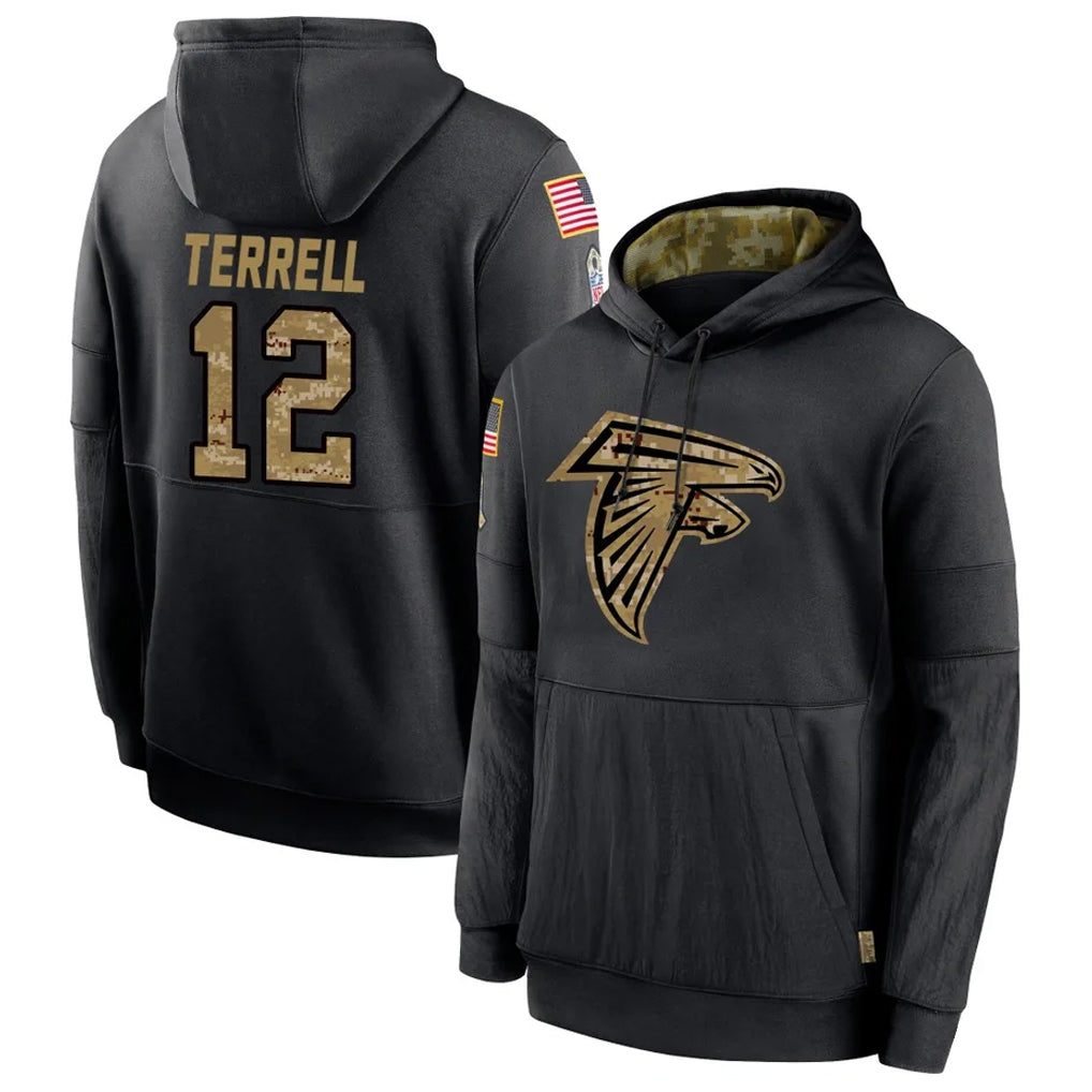 Kooe A.Falcons #12 Avieon Terrell Player Black Salute to Service Limited Black Hoodie Stitched Jerseys