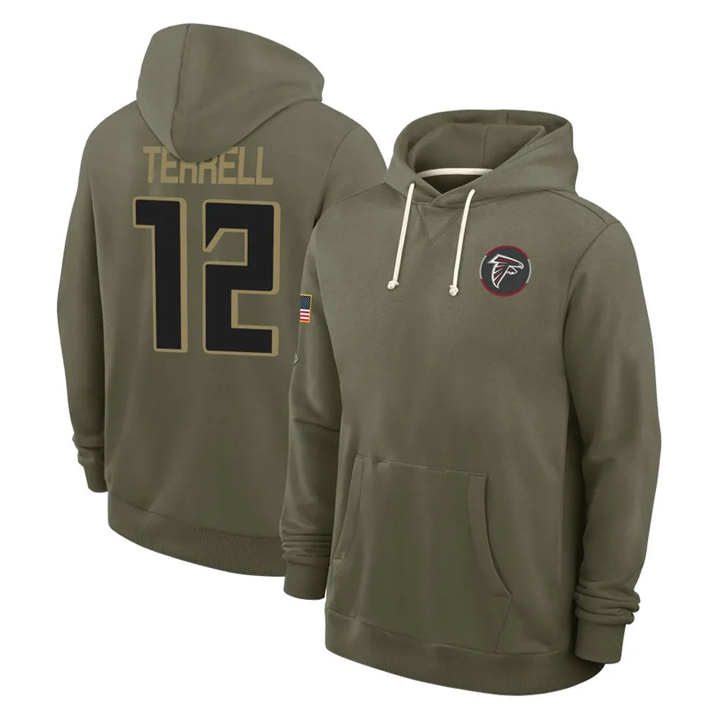 Kooe A.Falcons #12 Avieon Terrell Player Olive 2025 Salute to Service Hoodies Stitched Jerseys