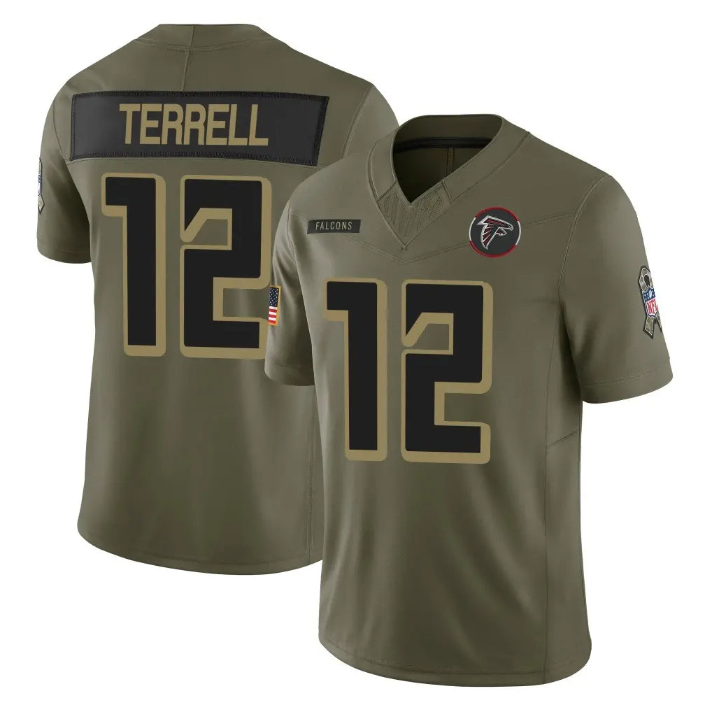 Kooe A.Falcons #12 Avieon Terrell Player Olive Salute To Service Limited Home Game Stitched Jerseys